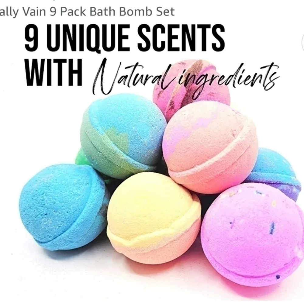 🛑 2 / $40 Sale! Naturally Vain Handmade Natural Bathbombs 9 count NWT